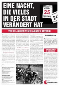 Zeitungsbeilage zum 20. Todestag von Amadeu Antonio in Eberswalde: »Eine Nacht, die vieles in der Stadt verändert hat«