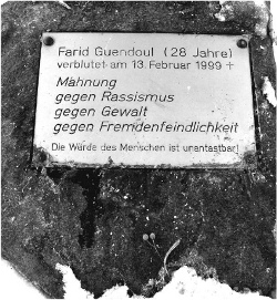Gedenkstein für Farid Guendoul in Guben