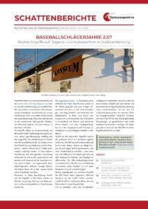 Titelseite der Schattenberichte, Ausgabe Juni 2025. Zu sehen ist der Eingangsbereich des Jugenclubs Jamm.